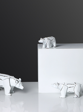 卡通儿童房树脂北极熊小摆件