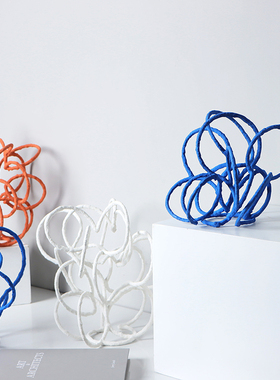 简约现代客厅金属几何线圈摆件