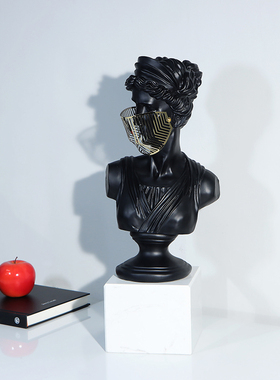 欧式书房树脂蒙面人物装饰摆件