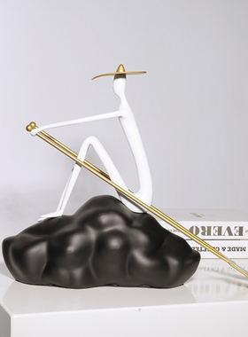 北欧风简约创意家居桌面装饰品抽象云朵人物纸飞机划船人雕塑摆件