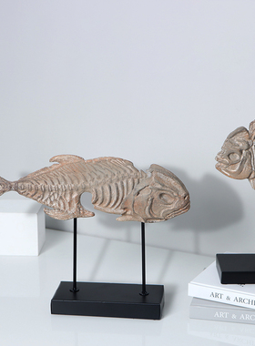 新中式书房仿真鱼骨工艺品摆件