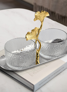 客厅茶几玻璃水果盘不锈钢茶点盘