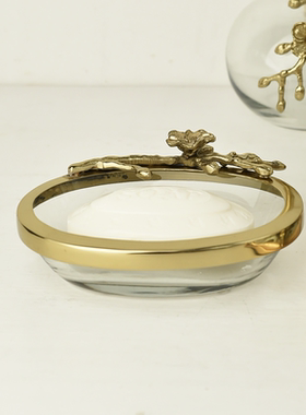 欧式轻奢浴室黄铜玻璃卫浴套装