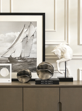 印度进口黑灰花瓣形金属雕塑摆件