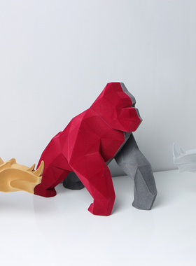 北欧儿童房植绒树脂大猩猩摆件