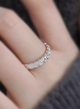 925银复古新中式钱多多戒指环开口调节简约民族风小众设计高级感