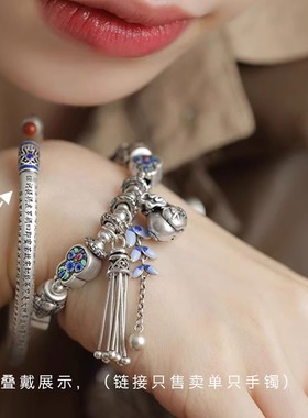 925银复古国风心经手镯女小众新中式民族风设计高级感开口可调节