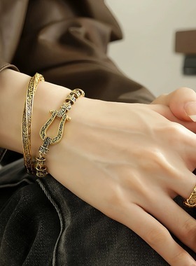 925银古金唐草纹莫比乌斯手镯女