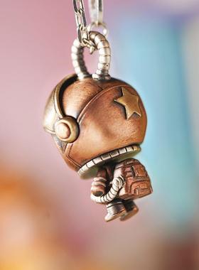 s925银宇航员个性复古风项链吊坠