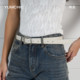 Retro frosted silver square buckle frosted belt versatile genuine leather belt for women casual denim skirt decoration