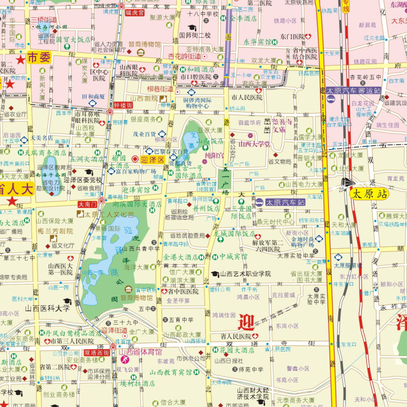 2024年新版太原city城市地图太原市交通旅游景点旅行地图双面覆膜防水全国自驾游景点书**自驾攻略手册骑行线路图高铁图册书籍-图0