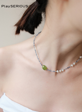 GULLOO青葡少女-葡萄石珍珠项链