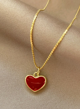 z9饰品钛钢精致滴釉爱心项链女夏