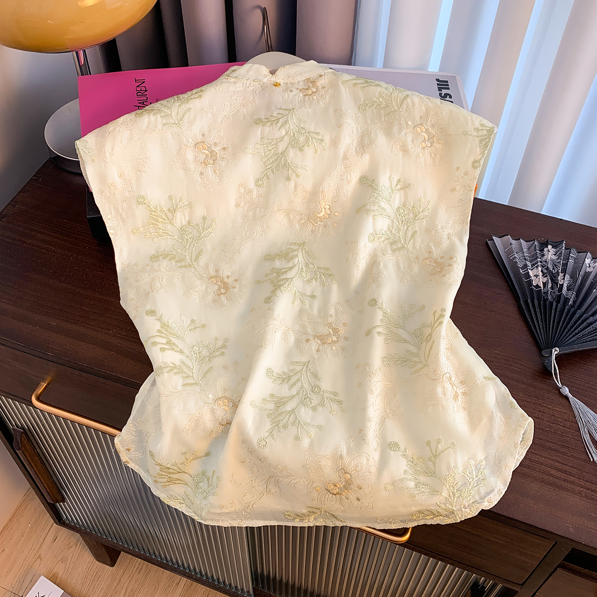 新中式斜襟盘扣衬衫女夏新款优雅气质复古改良中国风立领旗袍上衣 - 图0