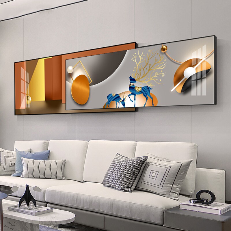 沙发背景墙装饰画现代轻奢客厅挂画2021新款晶瓷壁画卧室床头网红