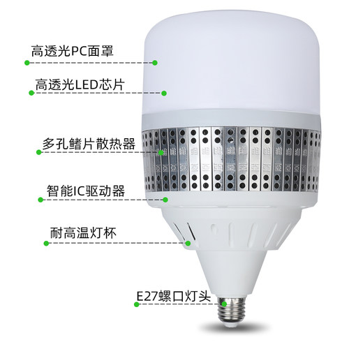 亚明LED灯泡螺口商用厂房室内照明节能灯e27超亮家用球泡60W150W - 图2