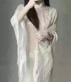 甜美蕾丝薄纱披肩新中式旗袍配饰