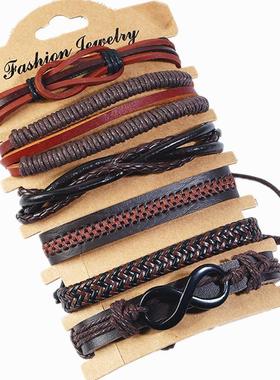 leather bracelet women hand catenary men 6/pcs 覆古皮革手錬