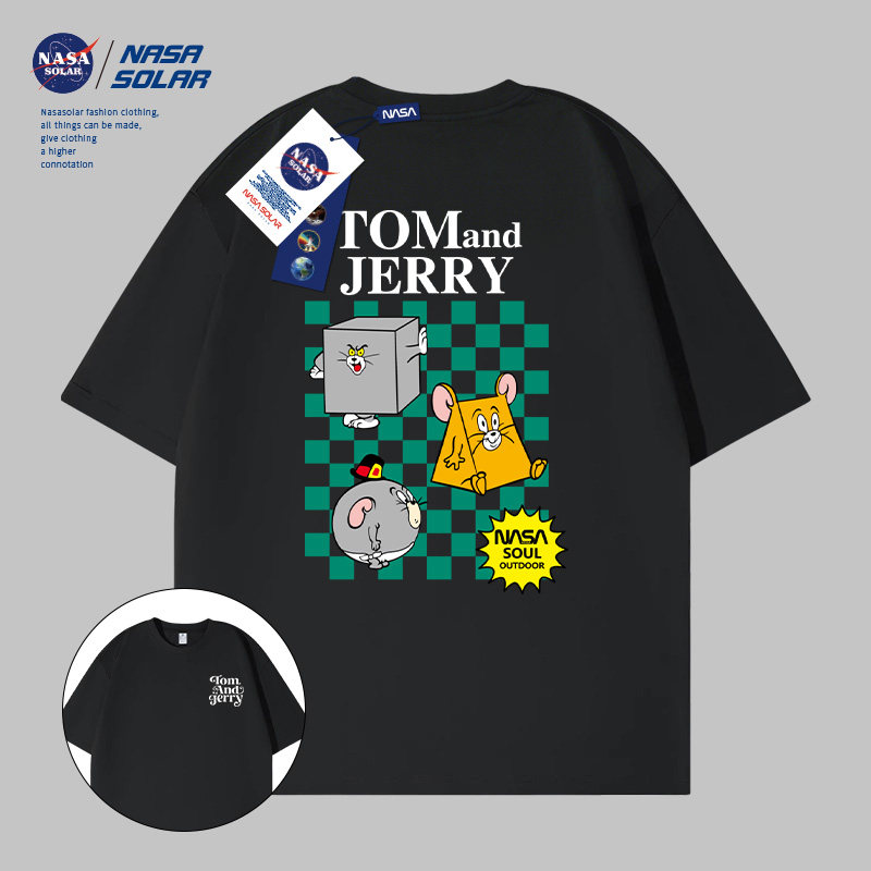 NASA联名上班通勤减龄印花高街上衣男女同款情侣短袖