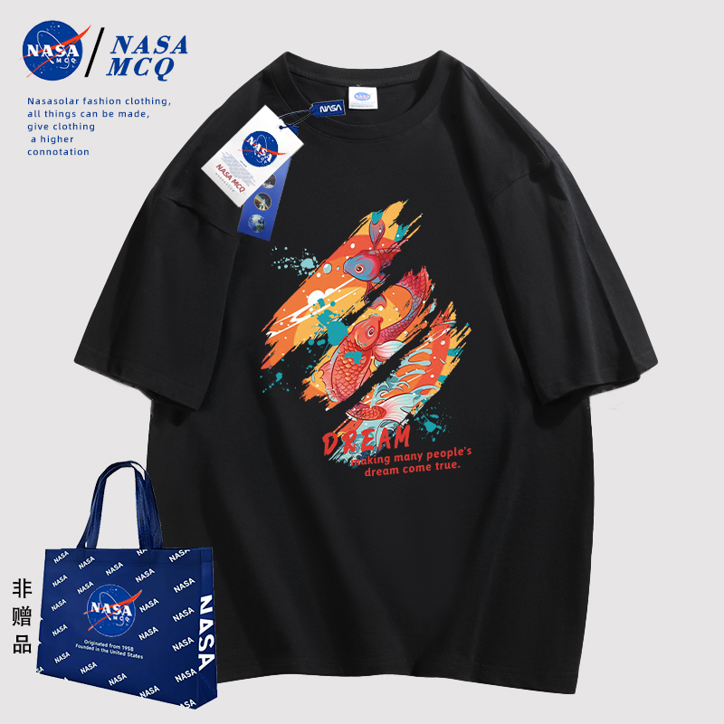 NASA 联名2024新款时尚卡通动漫印花时尚潮流情侣同款T恤短袖HT - 图1