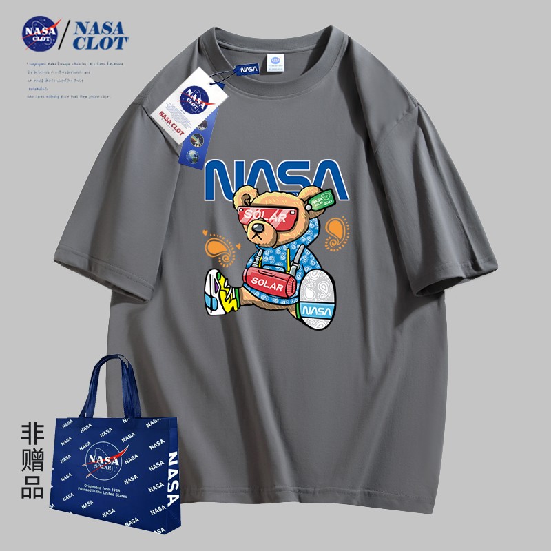 NASA 联名2024新款潮流小熊印花T恤情侣同款户外运动百搭短袖05