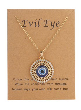 Necklace Devil's Eye 蓝色土耳其爱心镶钻滴油项链恶魔之眼项饰