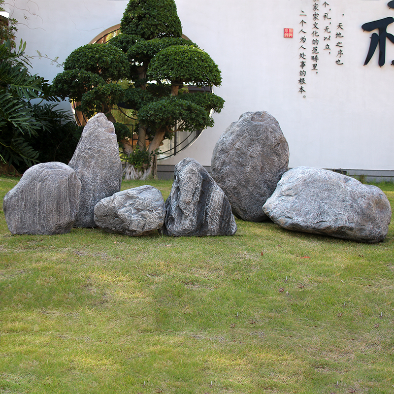 仿真石头造景摆件庭院泰山石玻璃钢雕塑草坪公园井盖园林景观装饰-图0