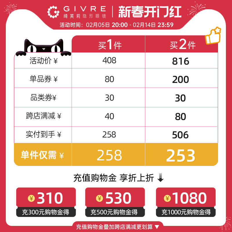 绮芙莉givre美瞳日抛60片彩色大小直径自然通勤隐形眼镜旗舰店