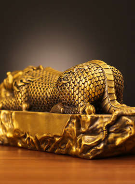 全黄铜吐水吸水兽蚣蝮镇避水瑞兽玄关酒柜办公桌装饰摆件吸水兽