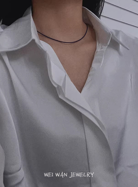 1.5mm极细天然青金石项链绿松石锁骨链日常百搭14K包金小米珠链