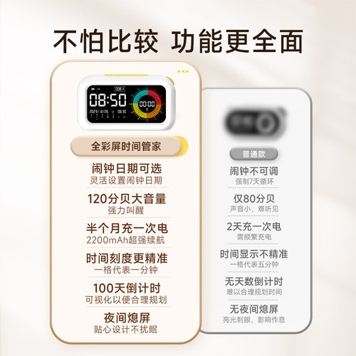 满分小学霸计时器小学生自律神器定时器时钟闹钟时间管理学习专用 - 图0