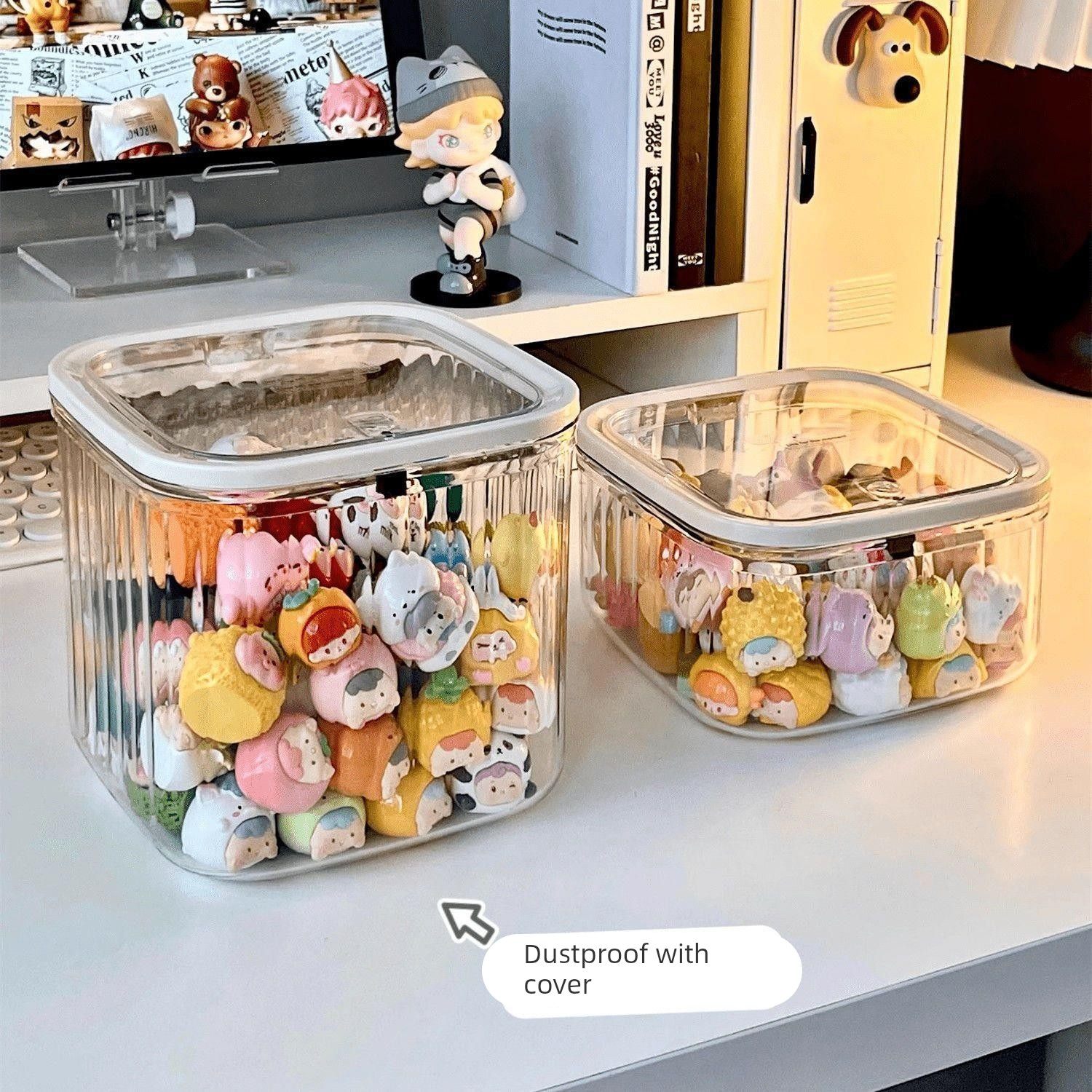 可爱小萌粒收纳盒透明迷你食玩盲盒积分卡罐子桌面摆件发饰展示架,淘宝优惠券,粉丝福利购,淘宝优惠卷