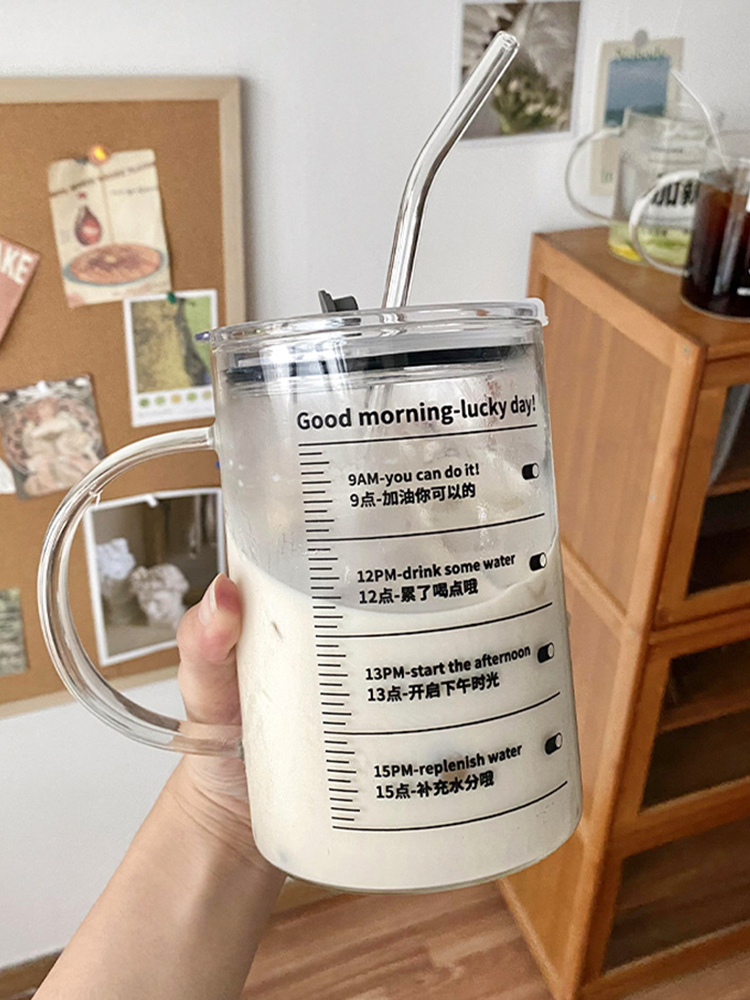 冲奶粉专用杯大人学生成泡调牛奶喝水带盖刻度可以加热的玻璃杯子