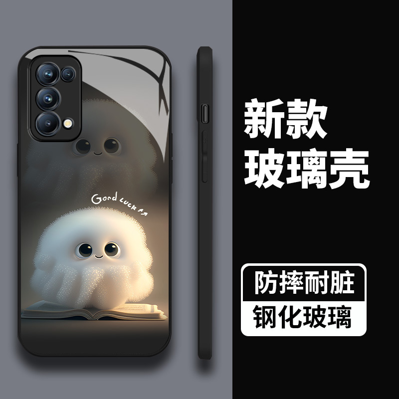 麦优壳 原创萌宠适用oppoReno5手机壳高级感奢华玻璃壳全包防摔reno5pro保护套5g新款卡通可爱少女reno5k外壳 - 图1