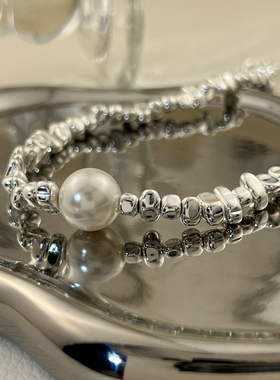 碎银子珍珠不规则项链ins风简约