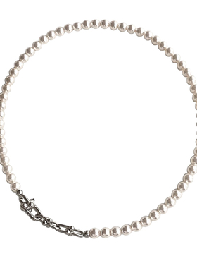 马蹄扣施家珍珠锁骨链通勤百搭