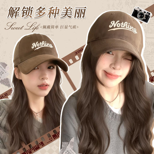 【丝逸发帽】同秀帽子假发一体2025新款棒球帽大波浪卷发女全头套 - 图3