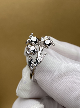 金功良匠铃兰花原创设计款女戒银