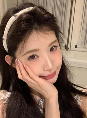 温柔少女 珍珠缠绕波浪发箍女高颅顶带齿防滑发箍不勒头洗脸发夹