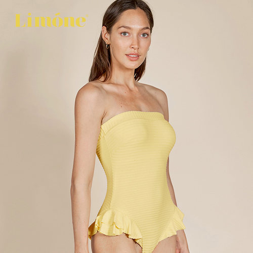 【赵今麦同款】 Limone连体泳衣女抹胸遮肚度假海边沙滩泳装性感 - 图3