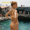 Limone one-piece swimsuit women's bikini striped orange