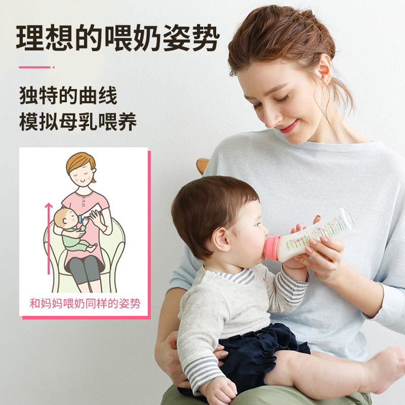 Betta玻璃奶瓶新生婴儿宝宝防呛奶防胀气宽口径奶瓶奶嘴120ML-图2