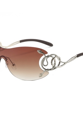 辣妹风银色眼镜蛇渐变太阳眼镜设计感甜辣显脸小街拍墨镜sunglass