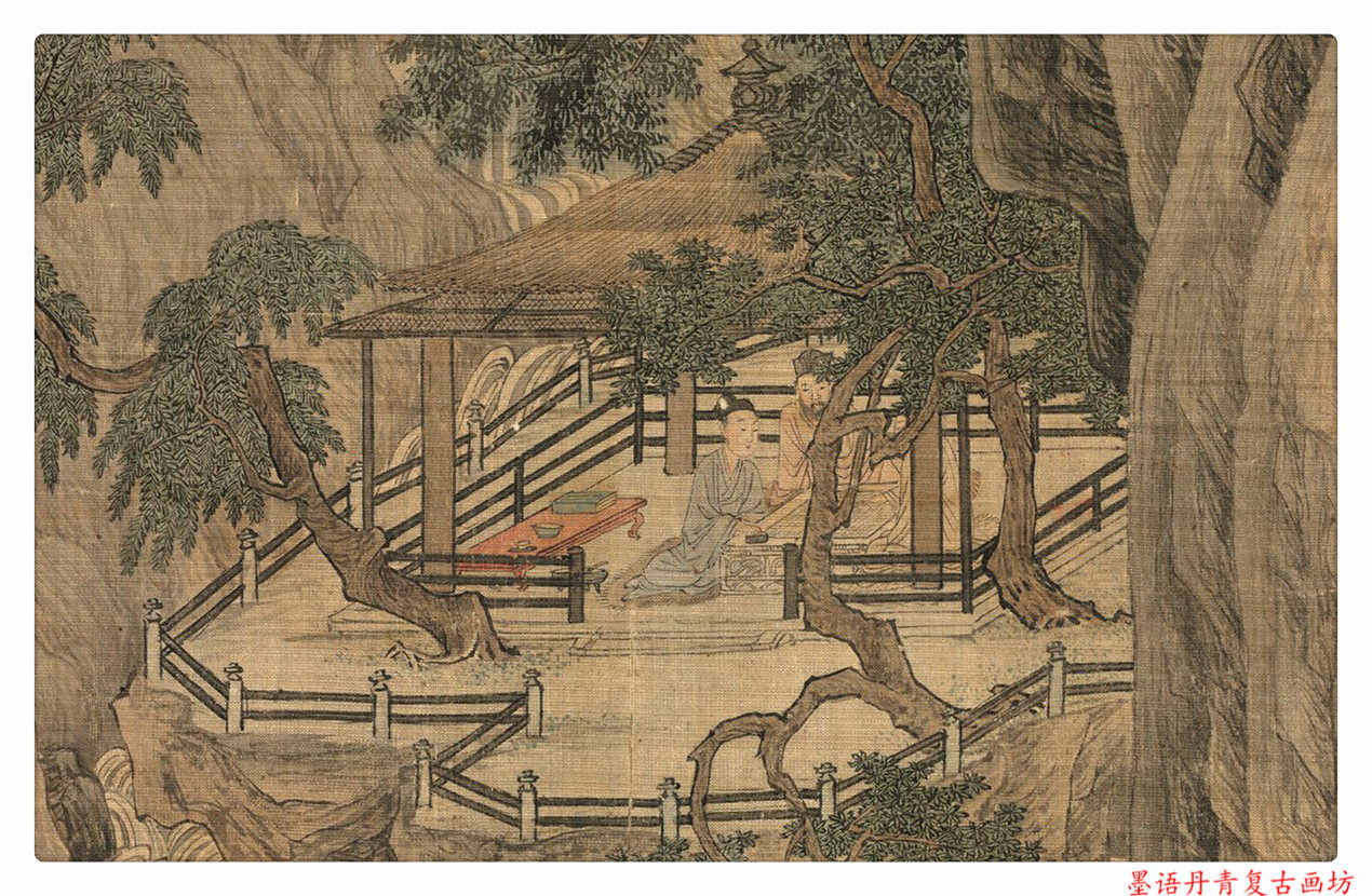 1:1明唐寅《秋山高士图》古代名画唐伯虎水墨山水画高清微喷复制_虎窝淘