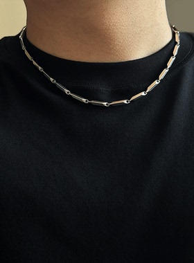 瓜子链男潮个性钛钢项链素链嘻哈小众高级感简约气质配饰女毛衣链