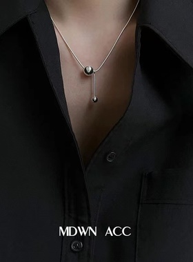 钛钢男不掉色圆球吊坠项链