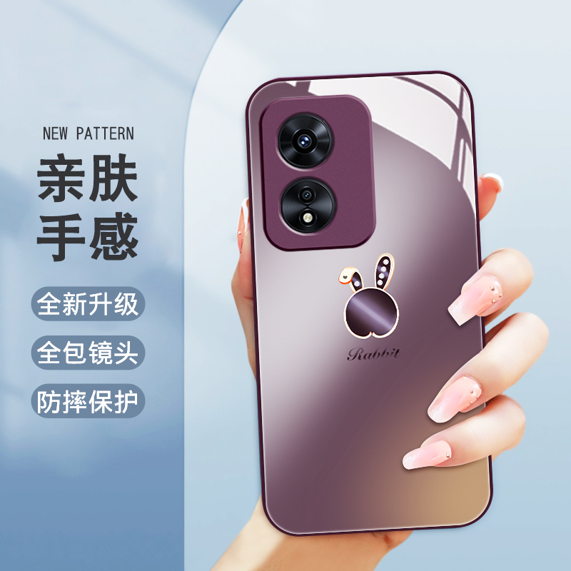 适用于oppoa97手机壳oppoa96金属漆a95新款梅子色A93S玻璃女opa58简约a1Pro全包防摔a72轻奢保护套时尚超薄 - 图1