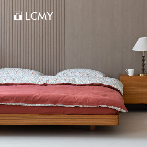 [璞玉床Lite]原创实木黑胡桃日式无床头小户型悬浮床 | 览春木业 - 图1