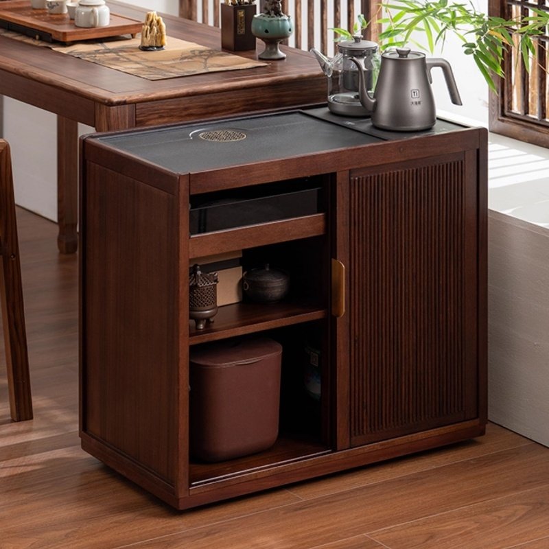 黑胡桃木移动茶水柜烧水壶一体边几置物架家用实木茶桌沙发侧边柜,淘宝优惠券,粉丝福利购,淘宝优惠卷
