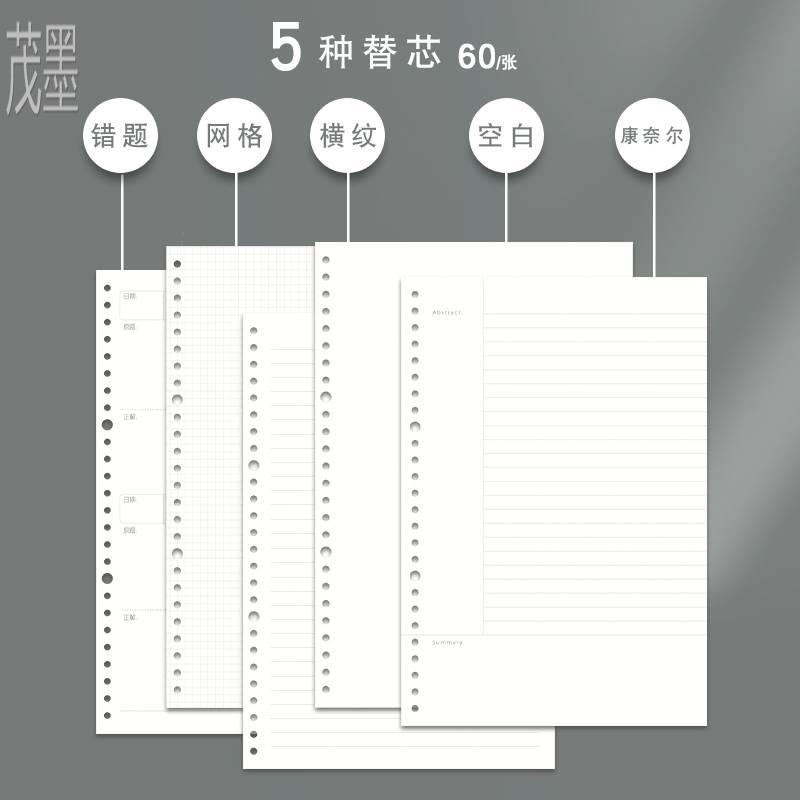 茂墨按斤买本子笔记记录简约b5不硌手活页可拆卸考研方格替芯厚活页纸学生文具活页夹a4外壳线圈高中生 - 图0